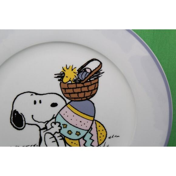 Peanuts Snoopy Dog Woodstock With Easter Egg Basket Ceramic Dinner Plate - Picture 3 of 7